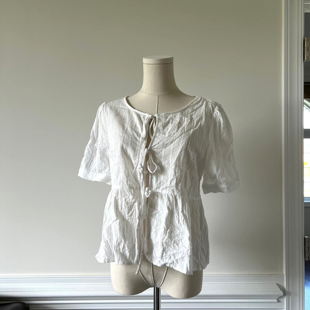 SPAO Korean brand babydoll white tie top one size